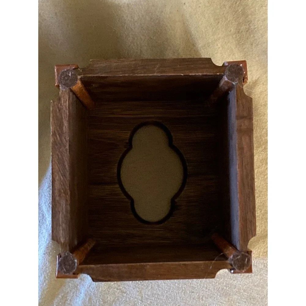 Solid Dark Wood Tissue Box with Cross Inlay